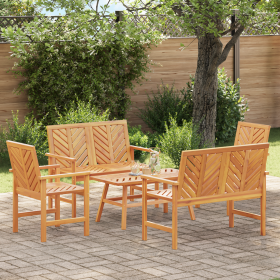 Conjunto de Lounge de Jardín de 5 Piezas de Madera Maciza de