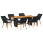 Juego de Comedor de Jardín de 7 Piezas Poliratán Negro de , Mesas de jardín - Ref: Foro24-3261623, Precio: 811,86 €, Descuent...