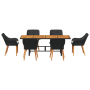 Juego de Comedor de Jardín de 7 Piezas Poliratán Negro de , Mesas de jardín - Ref: Foro24-3261623, Precio: 811,86 €, Descuent...