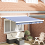 Toldo Retráctil Manual Azul y Blanco 300x250 cm