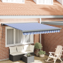 Toldo Retráctil Manual Azul y Blanco 300x250 cm