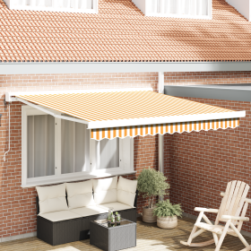 Toldo Retráctil Automático Amarillo y Blanco 300x250 cm de , Toldos - Ref: Foro24-3329924, Precio: 447,87 €, Descuento: %