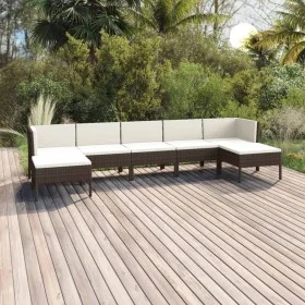 Garden furniture set 7 pieces with brown synthetic rattan cushions by vidaXL, Garden sets - Ref: Foro24-3094539, Price: 503,4...