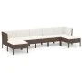 Gartenmöbel-Set 7-teilig mit braunen synthetischen Rattankissen von vidaXL, Gartensets - Ref: Foro24-3094539, Preis: 503,48 €...