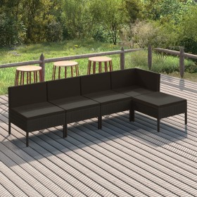5-piece garden furniture set with black synthetic rattan cushions by vidaXL, Garden sets - Ref: Foro24-3094369, Price: 354,09...