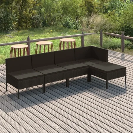 5-piece garden furniture set with black synthetic rattan cushions by vidaXL, Garden sets - Ref: Foro24-3094369, Price: 324,98...