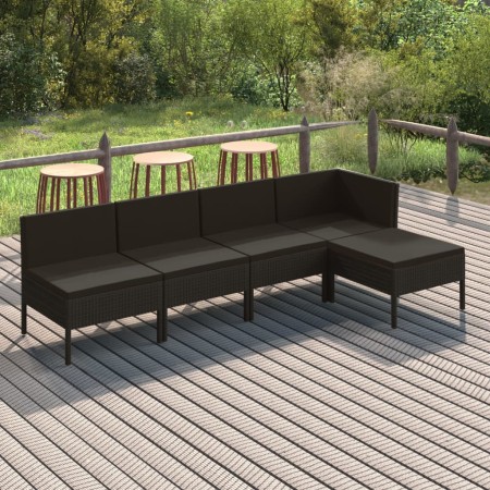 Gartenmöbelset 5-tlg. und Kissen Kunststoff Rattan schwarz von vidaXL, Gartensets - Ref: Foro24-3094369, Preis: 354,09 €, Rab...