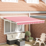 Toldo Retráctil Manual Franjas Rojas y Blancas 300x250 cm de , Toldos - Ref: Foro24-3329987, Precio: 178,20 €, Descuento: %