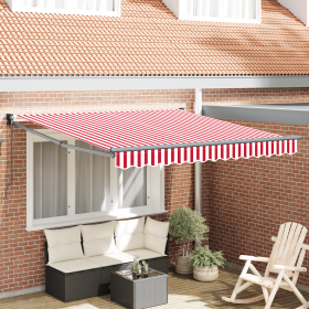 Toldo Retráctil Manual Rayas Rojas y Blancas 300x250 cm de , Toldos - Ref: Foro24-3329989, Precio: 193,10 €, Descuento: %