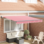 Toldo Retráctil Manual Rayas Rojas y Blancas 300x250 cm de , Toldos - Ref: Foro24-3329989, Precio: 193,10 €, Descuento: %
