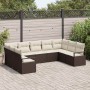 Conjunto de sofá de jardín 9 pcs Marrón Poliratán