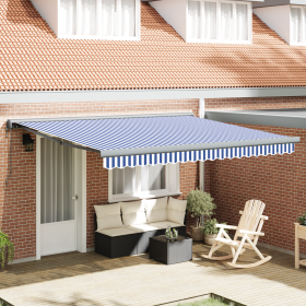 Toldo Retráctil Automático Azul y Blanco 350x250 cm de , Toldos - Ref: Foro24-3330196, Precio: 754,13 €, Descuento: %