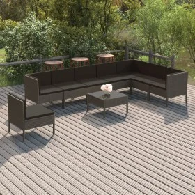 9-teiliges Gartenmöbel-Set und graue synthetische Rattankissen von vidaXL, Gartensets - Ref: Foro24-3094446, Preis: 798,96 €,...