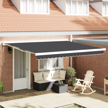 Toldo Retráctil Manual en Naranja y Blanco, 350x250 cm de , Toldos - Ref: Foro24-3330211, Precio: 816,76 €, Descuento: %