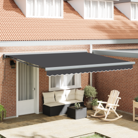 Toldo retráctil automático naranja y blanco 350x250 cm