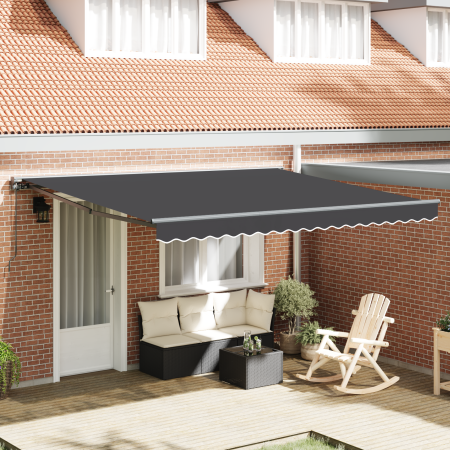 Toldo Retráctil Manual Naranja y Blanco 350x250 cm de , Toldos - Ref: Foro24-3330213, Precio: 518,19 €, Descuento: %