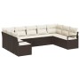 Conjunto de sofá de jardín 9 pcs Marrón Poliratán
