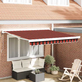 Toldo Retráctil Automático Naranja y Marrón 350x250 cm