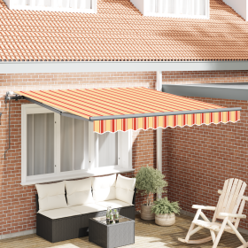 Toldo automático retráctil amarillo y naranja 350x250 cm de , Toldos - Ref: Foro24-3330255, Precio: 348,86 €, Descuento: %