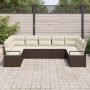 Conjunto de sofá de jardín 9 pcs Marrón Poliratán