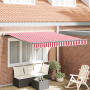 Toldo Retráctil Automático Rayado Rojo y Blanco 350x250 cm de , Toldos - Ref: Foro24-3330273, Precio: 352,04 €, Descuento: %