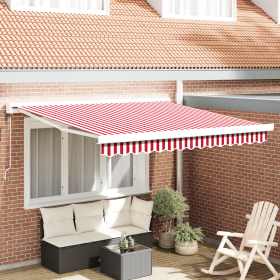 Toldo Retráctil Automático Rayas Rojas y Blancas 350x250 cm de , Toldos - Ref: Foro24-3330280, Precio: 762,77 €, Descuento: %