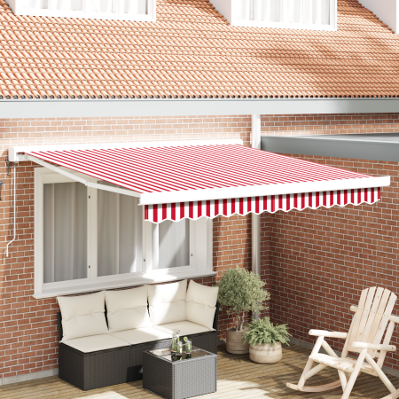 Toldo Retráctil Automático Rayas Rojas y Blancas 350x250 cm de , Toldos - Ref: Foro24-3330280, Precio: 762,77 €, Descuento: %