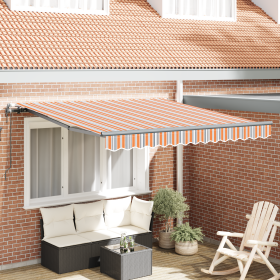 Toldo Retráctil Automático a Rayas Multicolor 350x250 cm