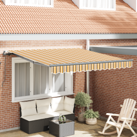 Toldo Retráctil Manual a Rayas Multicolor 350x250 cm de , Toldos - Ref: Foro24-3330307, Precio: 221,78 €, Descuento: %