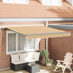 Toldo Retráctil Automático de Multicolor Rayas 350x250 cm de , Toldos - Ref: Foro24-3330309, Precio: 346,07 €, Descuento: %