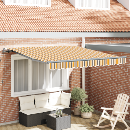 Toldo Retráctil Automático de Multicolor Rayas 350x250 cm de , Toldos - Ref: Foro24-3330309, Precio: 346,07 €, Descuento: %