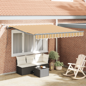 Toldo Retráctil Automático con Raya Multicolor LED 350x250 cm de , Toldos - Ref: Foro24-3330310, Precio: 519,63 €, Descuento: %