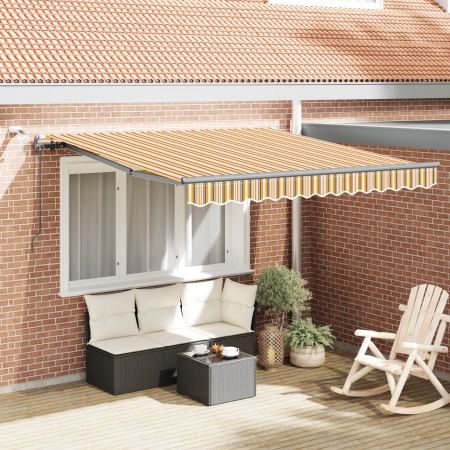Toldo Retráctil Automático con Raya Multicolor LED 350x250 cm de , Toldos - Ref: Foro24-3330310, Precio: 519,63 €, Descuento: %