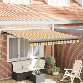 Toldo retráctil automático a rayas multicolor 350x250 cm de , Toldos - Ref: Foro24-3330318, Precio: 474,20 €, Descuento: %