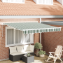 Toldo Retráctil Manual Verde y Blanco 350x250 cm de , Toldos - Ref: Foro24-3330465, Precio: 363,40 €, Descuento: %