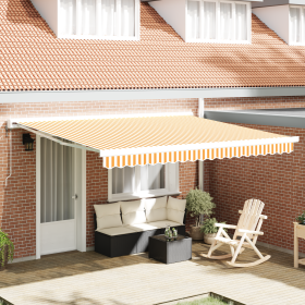 Toldo Retráctil Manual Amarillo y Blanco 400x300 cm de , Toldos - Ref: Foro24-3330495, Precio: 1,00 €, Descuento: %