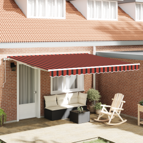 Toldo Retráctil Automático Naranja y Marrón 400x300 cm