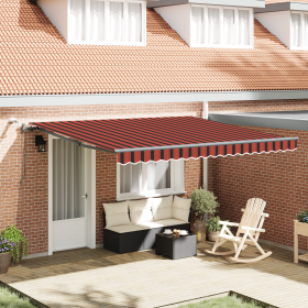 Toldo Retráctil Automático con LED Naranja y Marrón 400x300 cm
