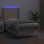 Cama box spring colchón LED cuero sintético capuchino 90x200 cm