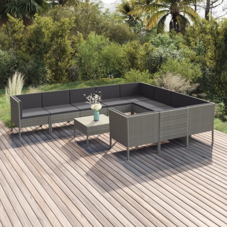 11-piece garden furniture set and gray synthetic rattan cushions by vidaXL, Garden sets - Ref: Foro24-3094494, Price: 923,35 ...