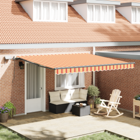 Toldo Retráctil Manual con LED Amarillo y Naranja 400x300 cm