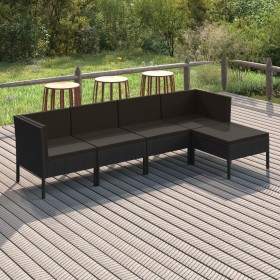 5-piece garden furniture set with black synthetic rattan cushions by vidaXL, Garden sets - Ref: Foro24-3094381, Price: 383,92...