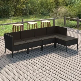 5-piece garden furniture set with black synthetic rattan cushions by vidaXL, Garden sets - Ref: Foro24-3094381, Price: 380,15...