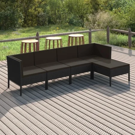 5-piece garden furniture set with black synthetic rattan cushions by vidaXL, Garden sets - Ref: Foro24-3094381, Price: 380,15...