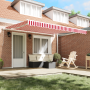 Toldo Retráctil Automático Rayas Rojas y Blancas 400x300 cm de , Toldos - Ref: Foro24-3330545, Precio: 553,43 €, Descuento: %