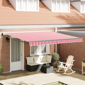 Toldo retráctil manual Rayas Rojas y Blancas 400x300 cm de , Toldos - Ref: Foro24-3330553, Precio: 227,52 €, Descuento: %