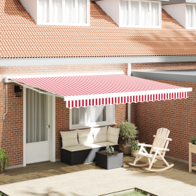 Toldo Retráctil Automático Rayas Rojas y Blancas 400x300 cm de , Toldos - Ref: Foro24-3330555, Precio: 1,00 €, Descuento: %