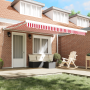 Toldo Retráctil Automático Rayas Rojas y Blancas 400x300 cm