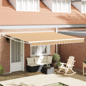 Toldo retráctil manual rayas multicolor 400x300 cm de , Toldos - Ref: Foro24-3330583, Precio: 237,98 €, Descuento: %