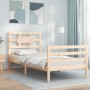 Bed frame with solid wood headboard 90x200 cm by vidaXL, Beds and slatted bases - Ref: Foro24-3194426, Price: 91,36 €, Discou...
